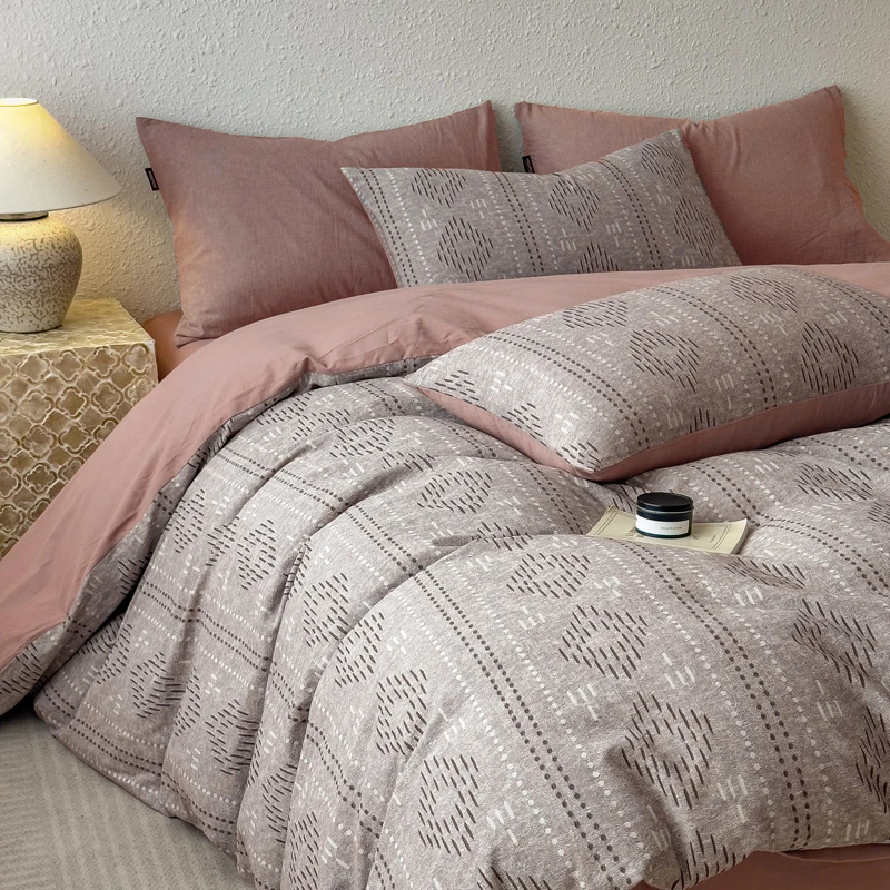 【晴美】全棉多层纱磨毛提花四件套-法尔斯