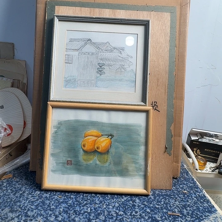 中古框画有瑕疵破损已拍