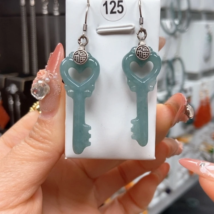 【闪购商品】翡翠耳饰银S925镶嵌耳饰