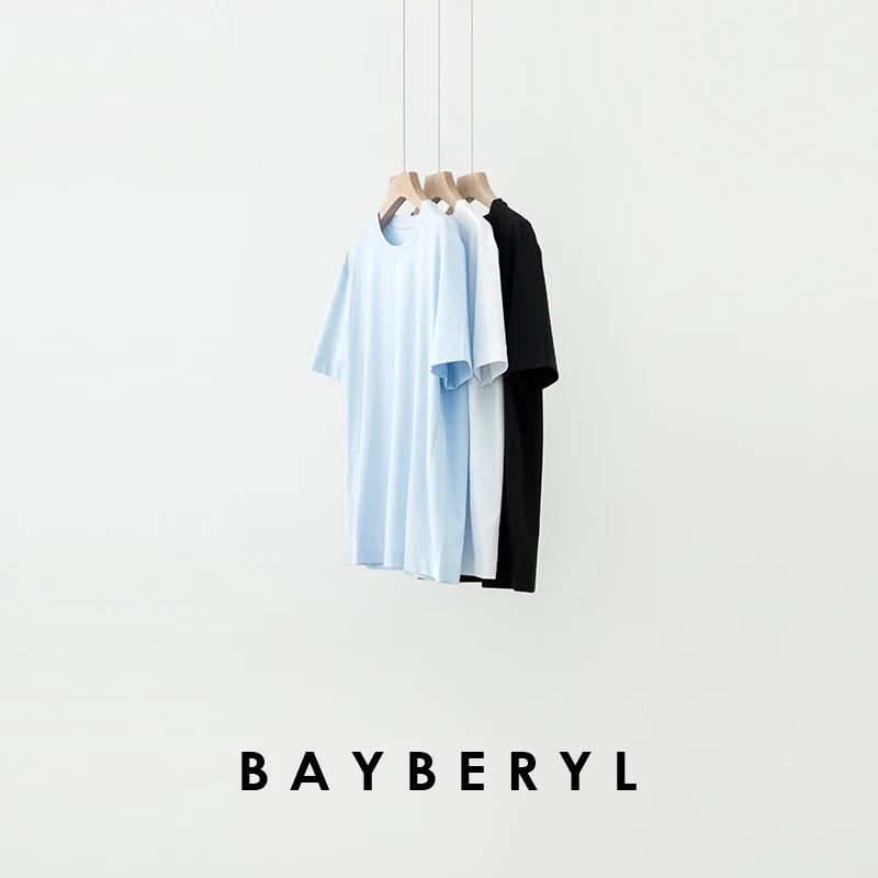 BAYBERYL老贝家属侧拼接丝光舒适圆领百搭短袖T恤9NT5E1623-5/18
