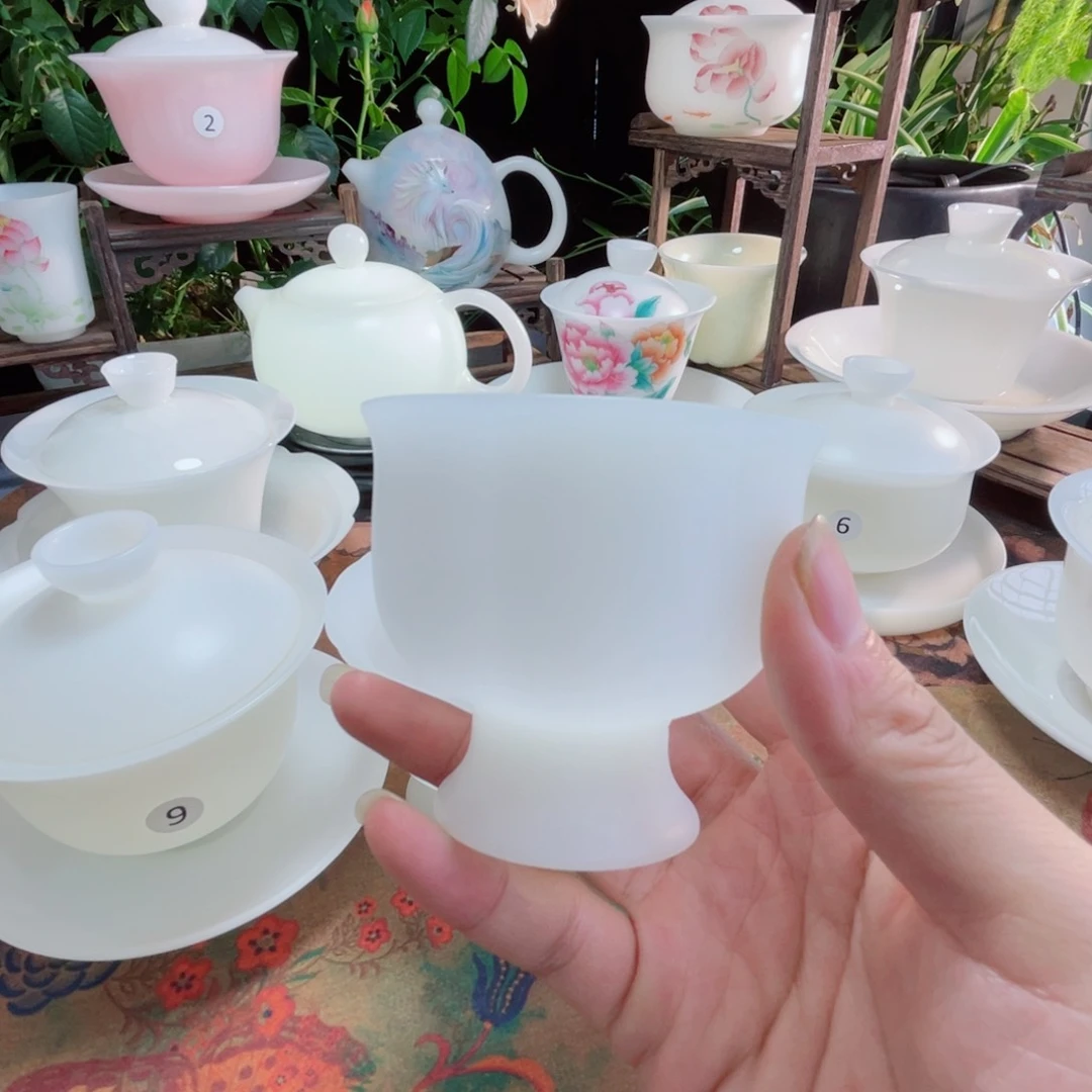 冰晶饶玉高角花口杯