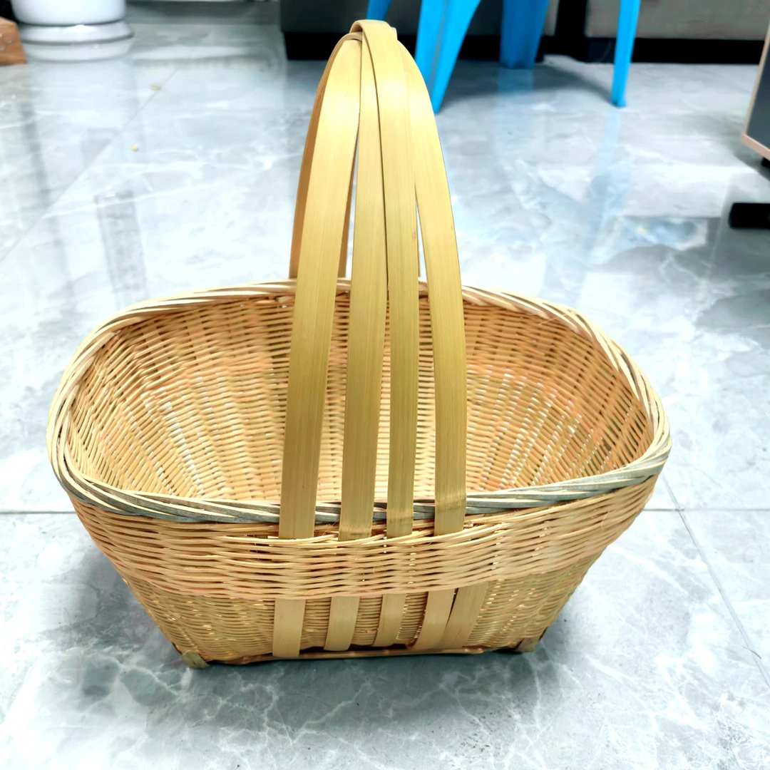 精编金竹手提果篮适合采摘买菜提鸡蛋家用通用