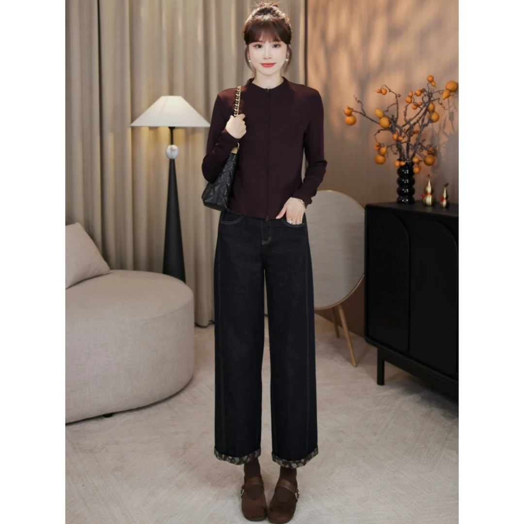 “心机轮廓裤”分子级锁色~莱赛尔內里印花显瘦牛仔镰刀裤25CK020