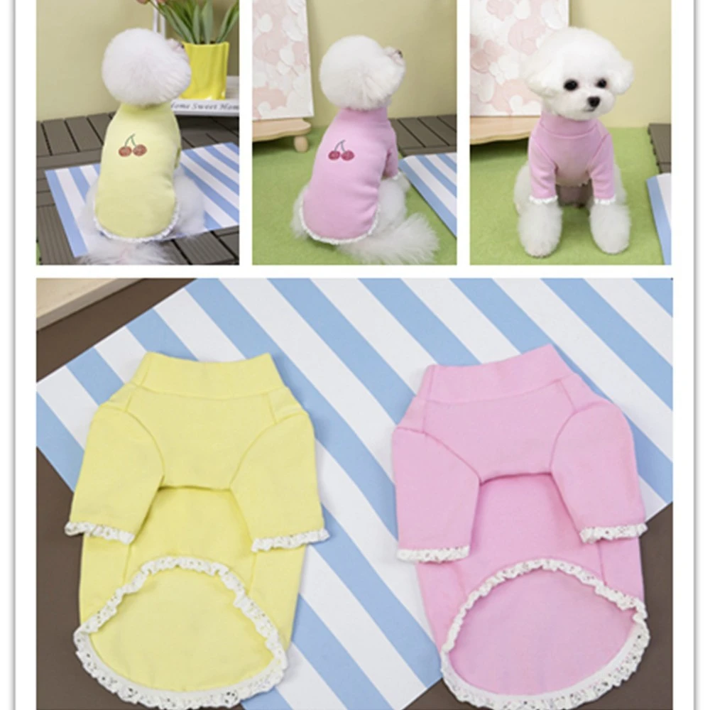 狗狗衣服宠物服装小型犬猫咪秋冬保暖舒适25樱桃烫钻高领打底衫