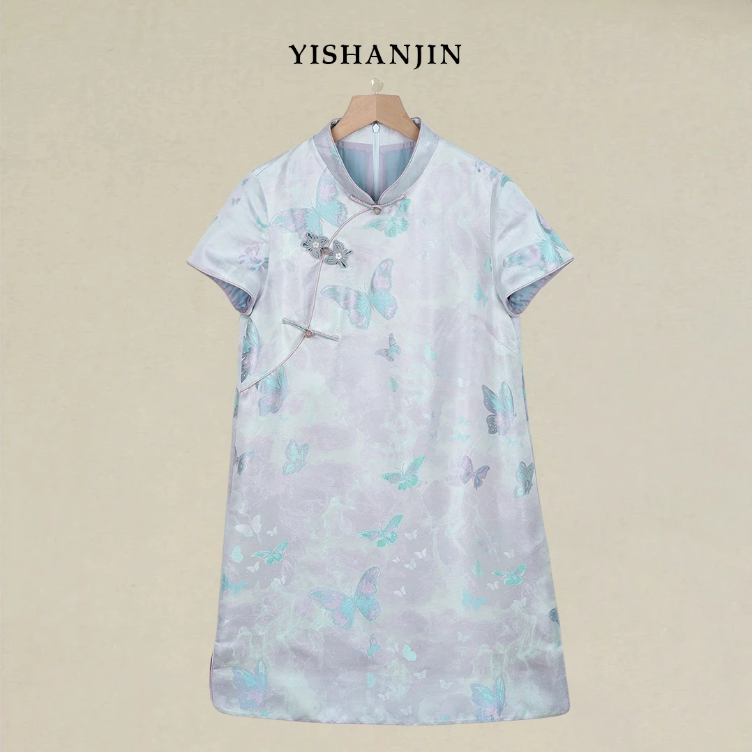 【锦·流光溢彩】织锦桑蚕丝新中式国风旗袍 YSL5013批