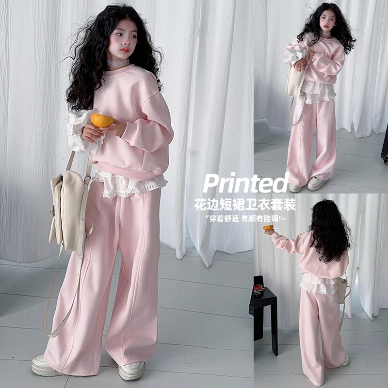 女童2025新款街舞卫衣直筒裤春秋洋气运动休闲三件套时髦秋装衣服