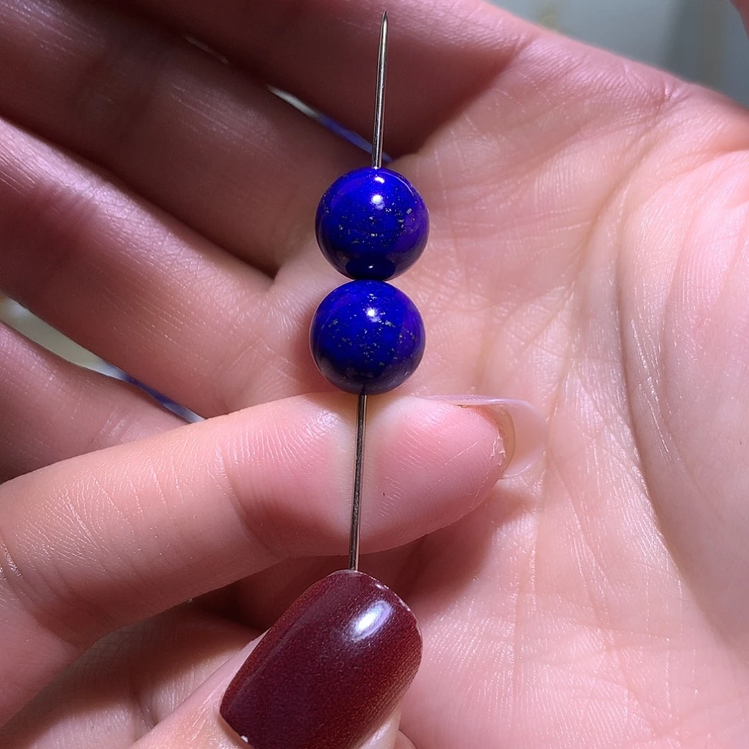 青金石未镶嵌天然原矿单圆珠10.4 m