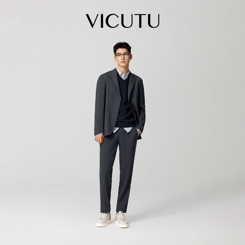 VICUTU威可多男士休闲西服秋季款温暖绵羊毛商务时尚通勤西装外套