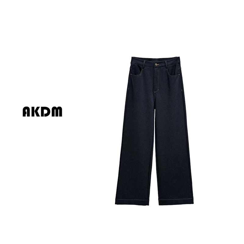 AKDM轻奢高腰休闲百搭牛仔裤女直筒裤9367