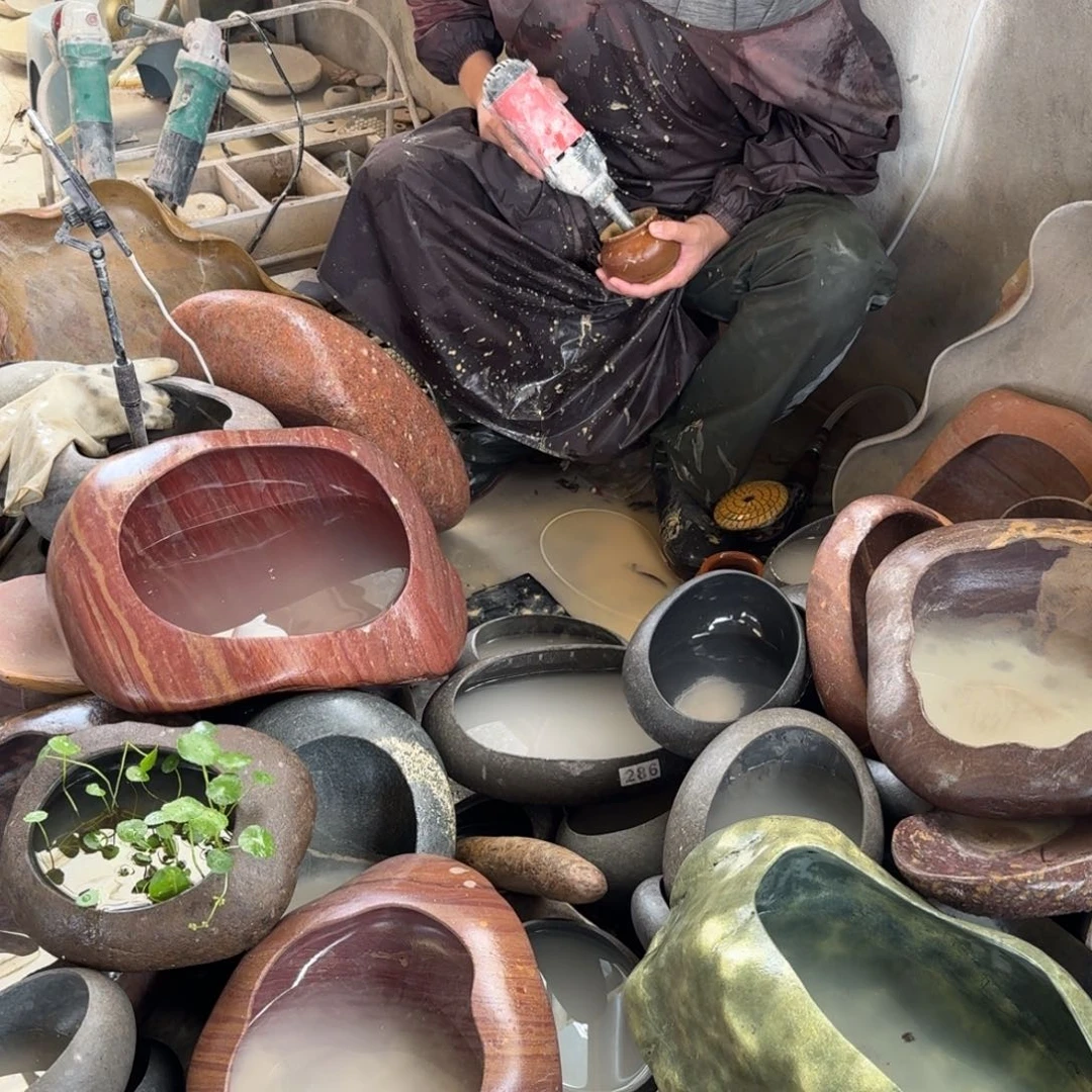 紫砂石天然手工盆