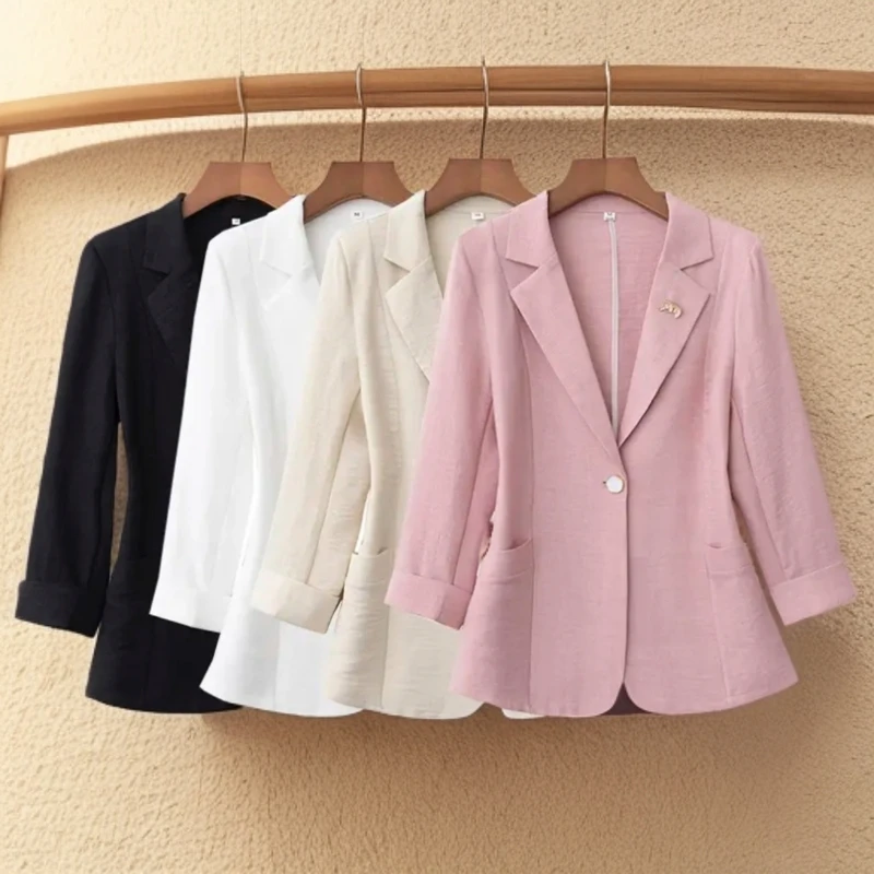 薄款西装外套女高级感六分袖小个子休闲气质小西服
