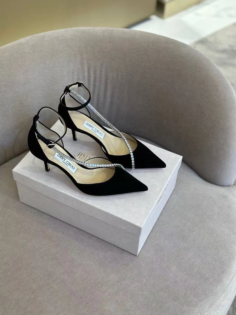 未使用 JIMMY CHOO/吉米周 女鞋钻带浅口高跟凉鞋