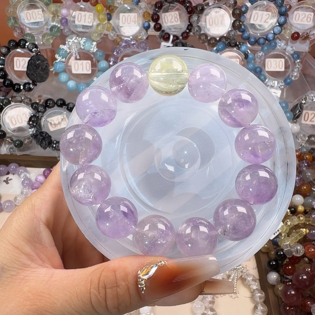 水晶手链合金柠檬黄加薰衣草紫