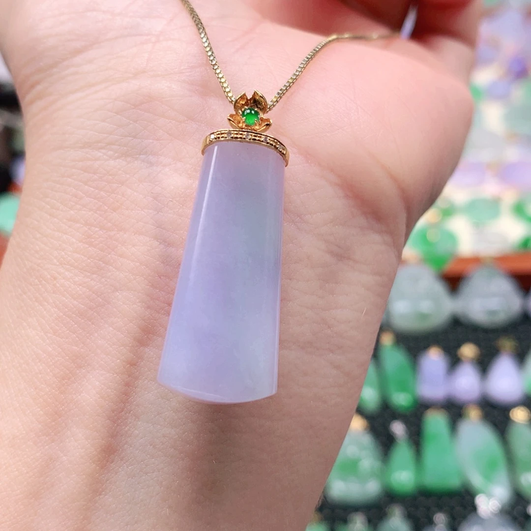 吊坠(不含链)18K金镶嵌翡翠