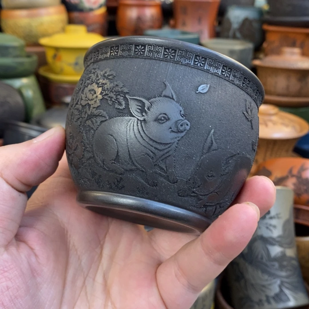 紫砂杯子宜兴全手工紫砂杯