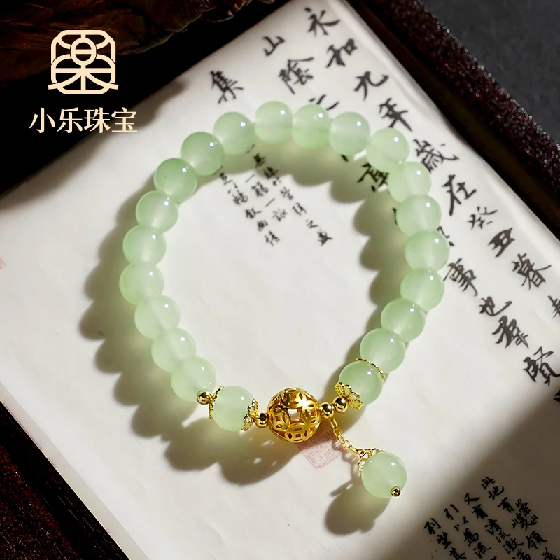 非金属玻璃手链 原创设计绿色单圈绣球手链-Y0964