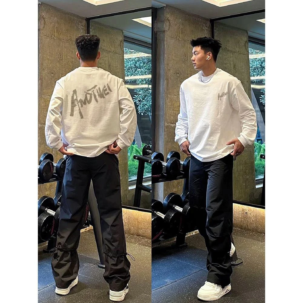 美式街头潮牌英文长袖t恤男秋冬重磅纯棉cleanfit内搭打底衫上衣