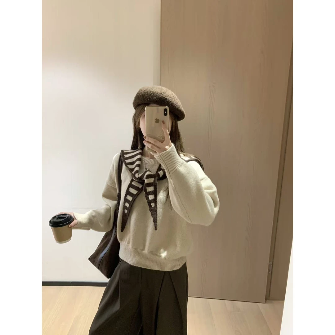 韩11秋季新款软糯外穿毛衣学院风上衣87739