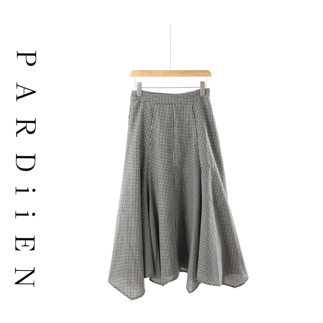 【北总严选】帕迪恩不规则下摆格子半身裙S24-86