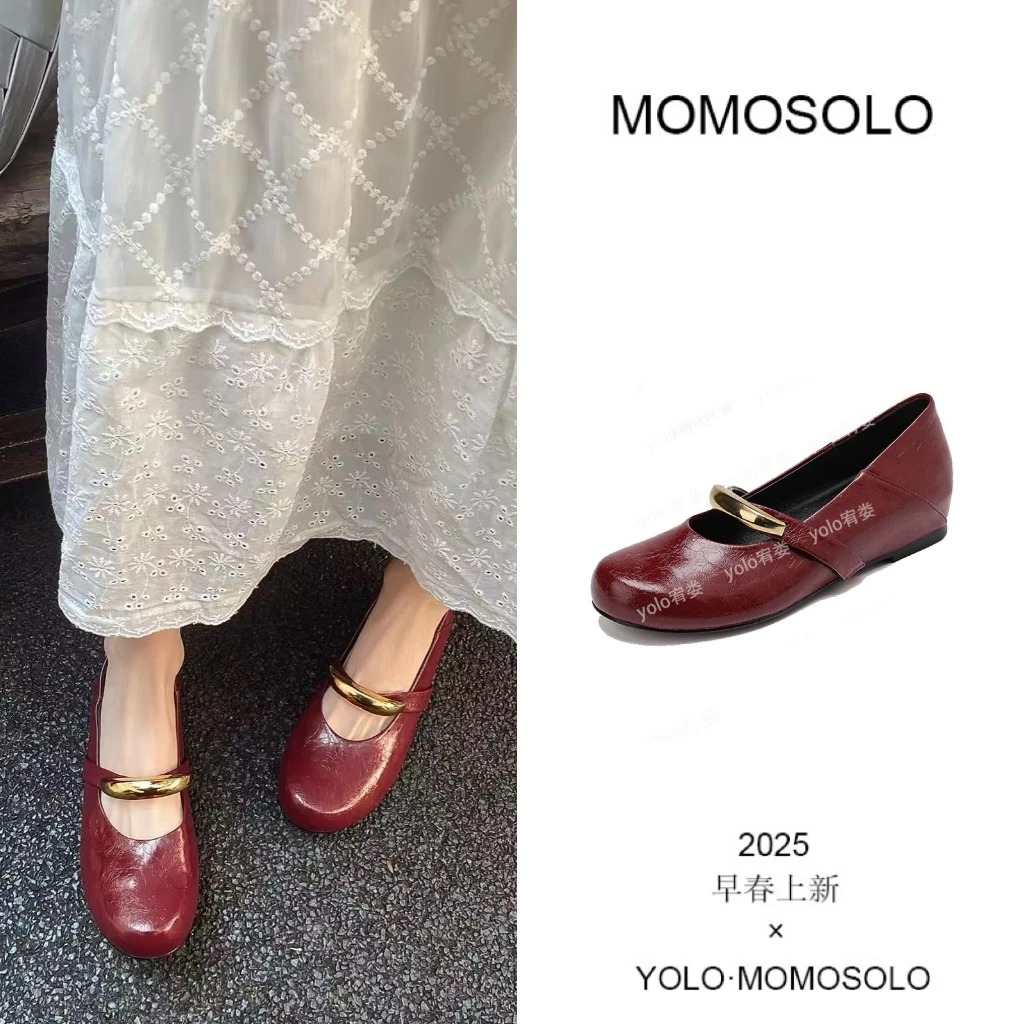 •小金扣•羊皮版5cm小个子内增高金属底玛丽珍鞋女气质单鞋 YM1598