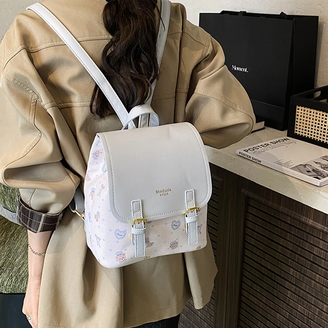 双肩包女大容量休闲百搭学生上课书包韩版少女高颜值轻便旅游背包