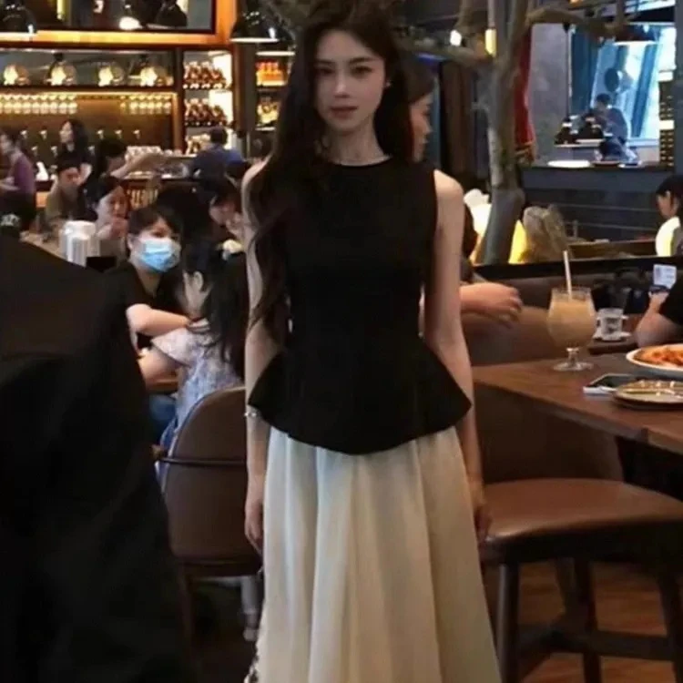气质名媛无袖背心女夏季新款设计感外穿收腰修身显瘦百搭小衫上衣