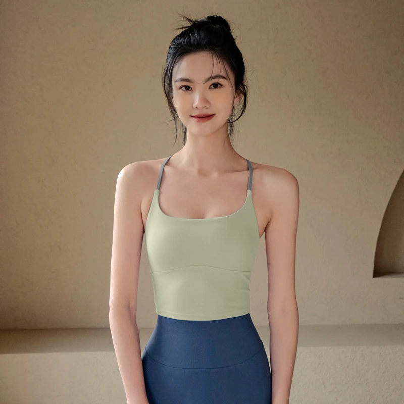 2025夏季新款运动内衣女性感吊带瑜伽服文胸外穿跑步专业健身背心