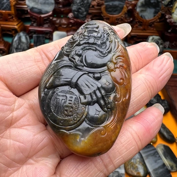 原石独籽钟馗手把