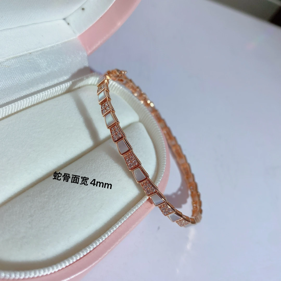 18k金手镯,白贝蛇骨手镯