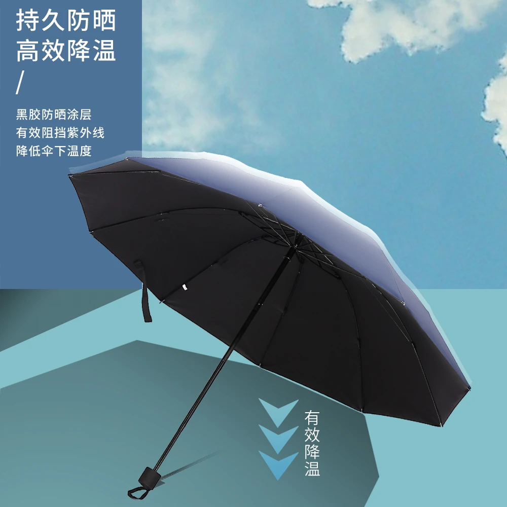 雨伞加大加固加厚黑胶晴雨两用伞手动遮阳伞防紫外线抗暴风雨