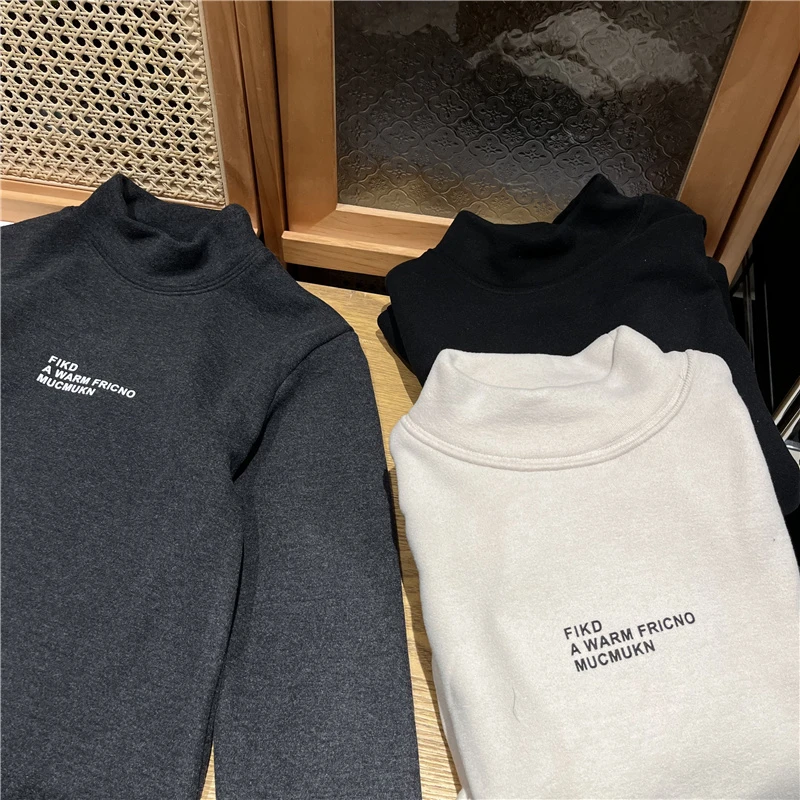 吴小越w975男童秋冬装圆领套头印花加厚t恤长袖中大童儿童打底衫