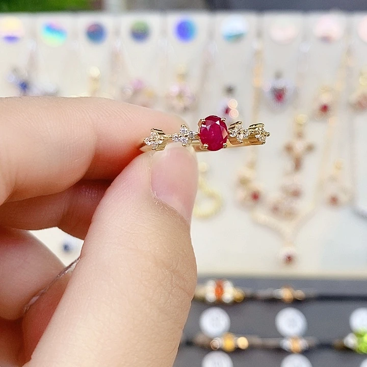 银S925镶嵌戒指红宝石