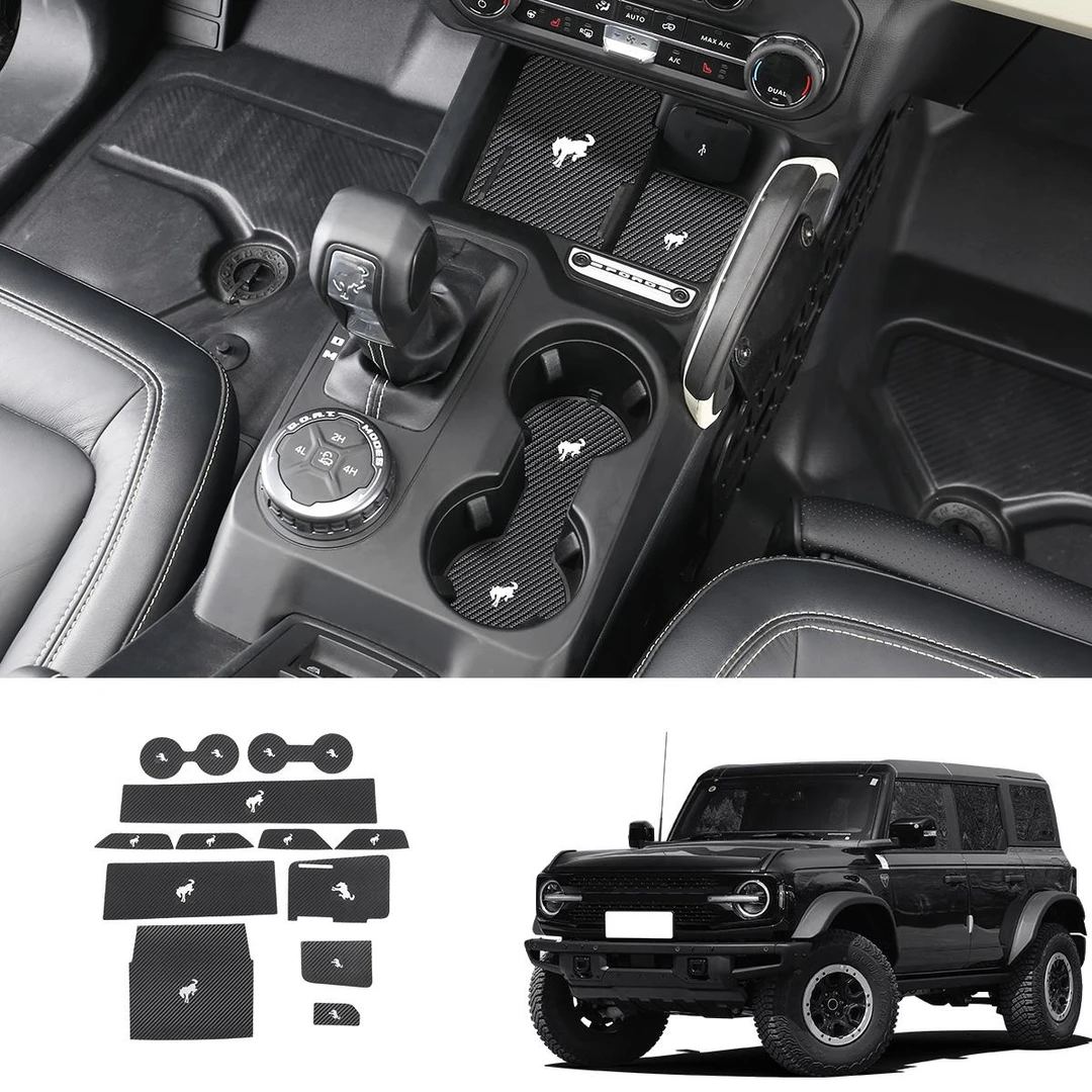 福特烈马bronco专用车门皮革门槽垫防滑垫水杯置储物盒垫内饰改装