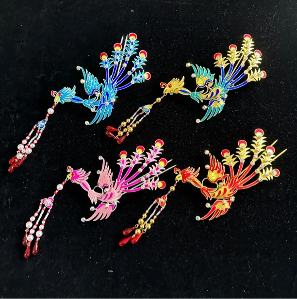 戏曲舞台金色小姐点绸五尾太阳花偏凤头饰汉服配饰