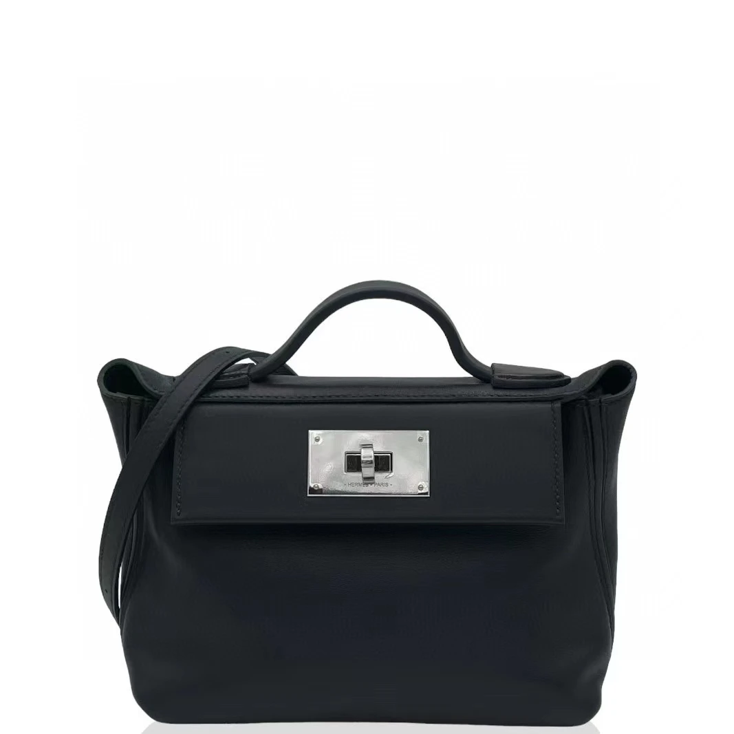 99新 Hermes/爱马仕 2424 mini W   黑色手提包 0704m0