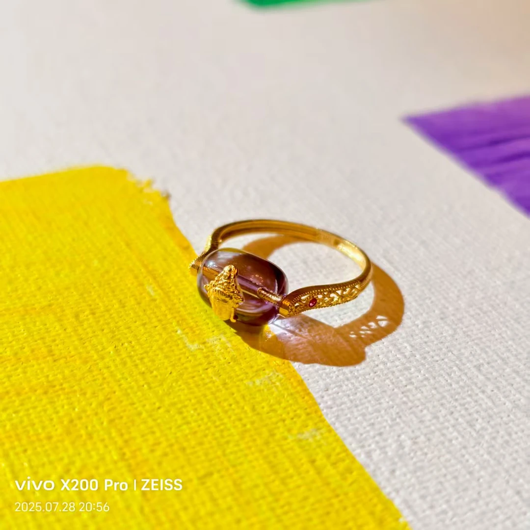 【紫度母】18K金戒指