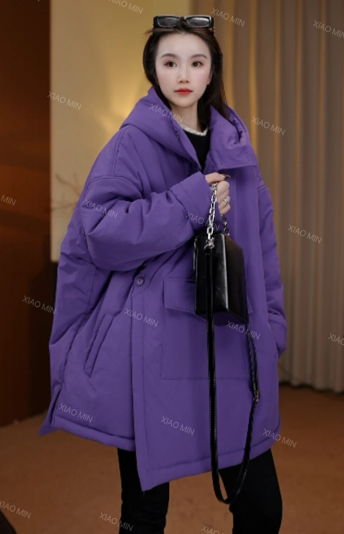 2025冬季新款韩版不规则设计连帽时尚洋气款棉衣女H1906