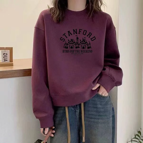 短款学生休闲圆领秋冬卫衣长袖ins加厚胖mm大码女装时尚韩版薄款