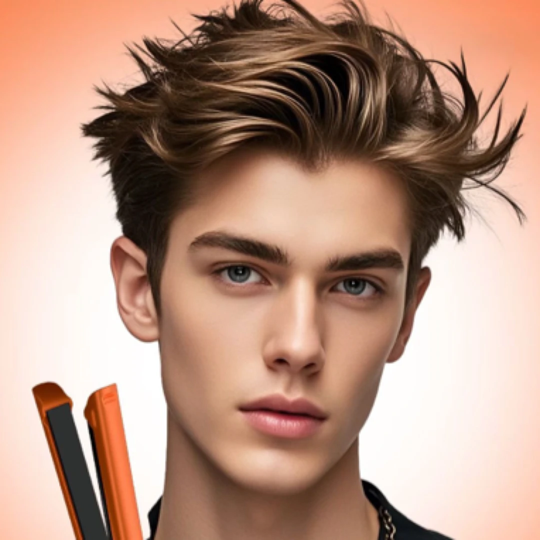 库里狼R6弧形夹板卷直两用男士专用刘海蓬松烫发卷直小型熨板神器