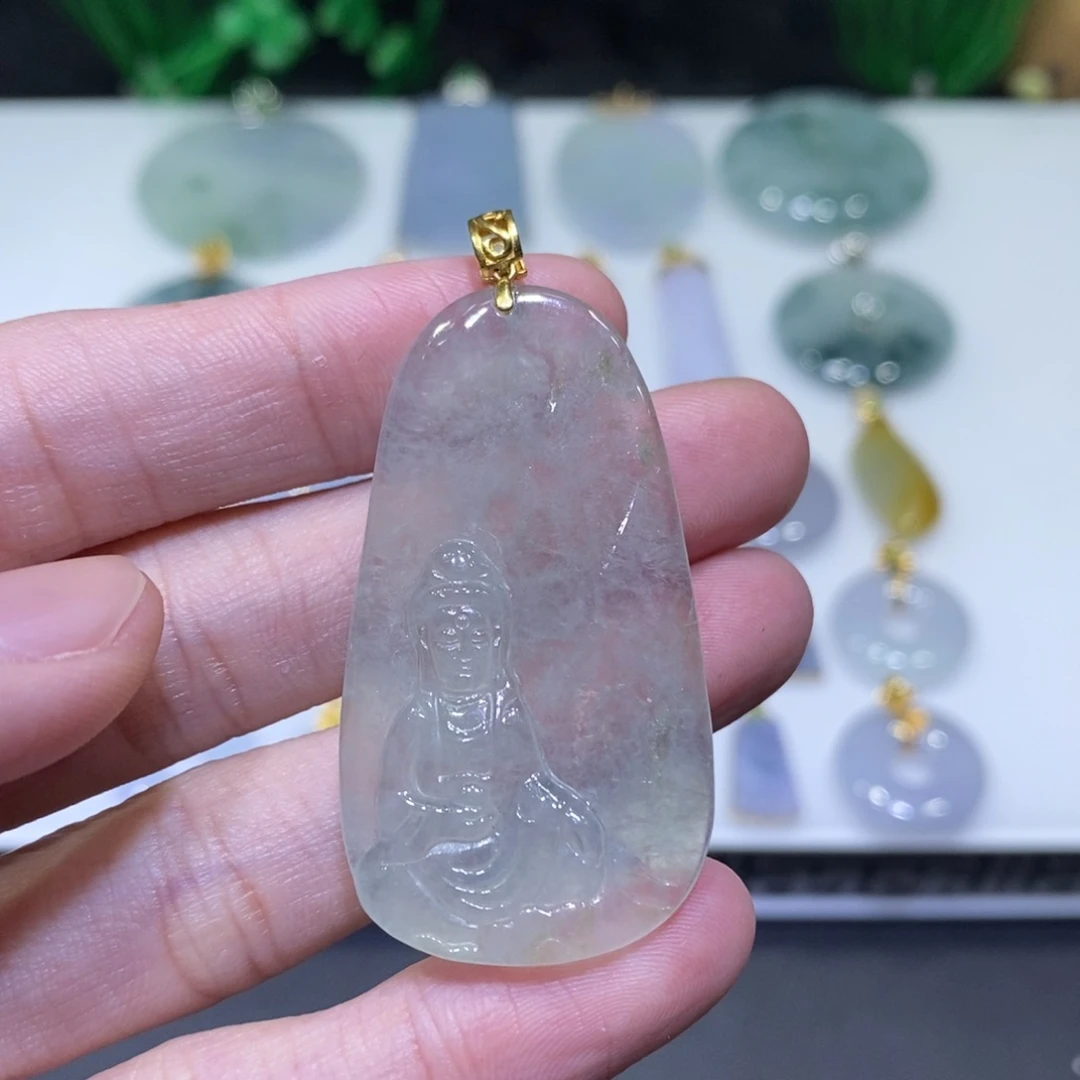 翡翠18K金镶嵌吊坠(不含链)
