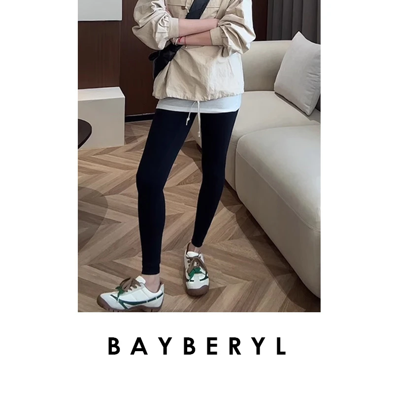 BAYBERYL老贝八面弹裸感黑灰抗菌高腰百搭瑜伽打底裤DD5B0724