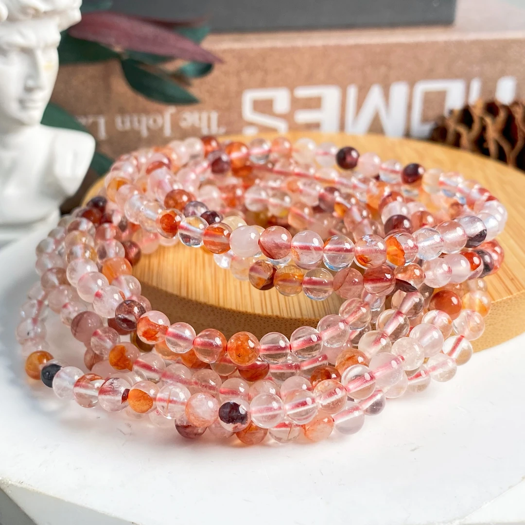 【书记甄选】天然红黄胶花三圈手链 多样式发一约5mm ck885