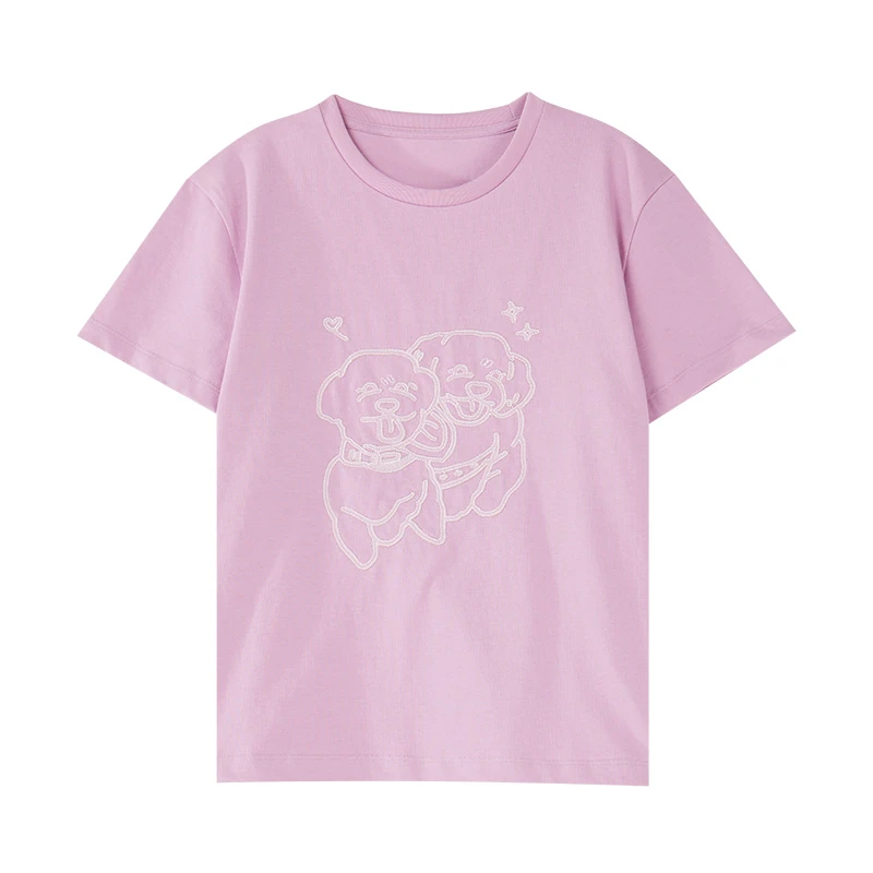 好朋狗系列贴布绣T恤粉AC1T221435