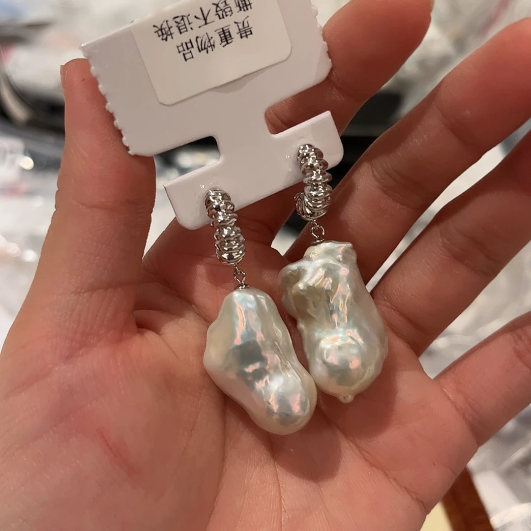 银S925镶嵌淡水珍珠耳饰