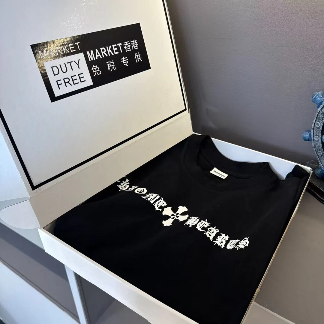 【手绘克罗】男女同款宽松轻奢潮牌T恤时尚百搭