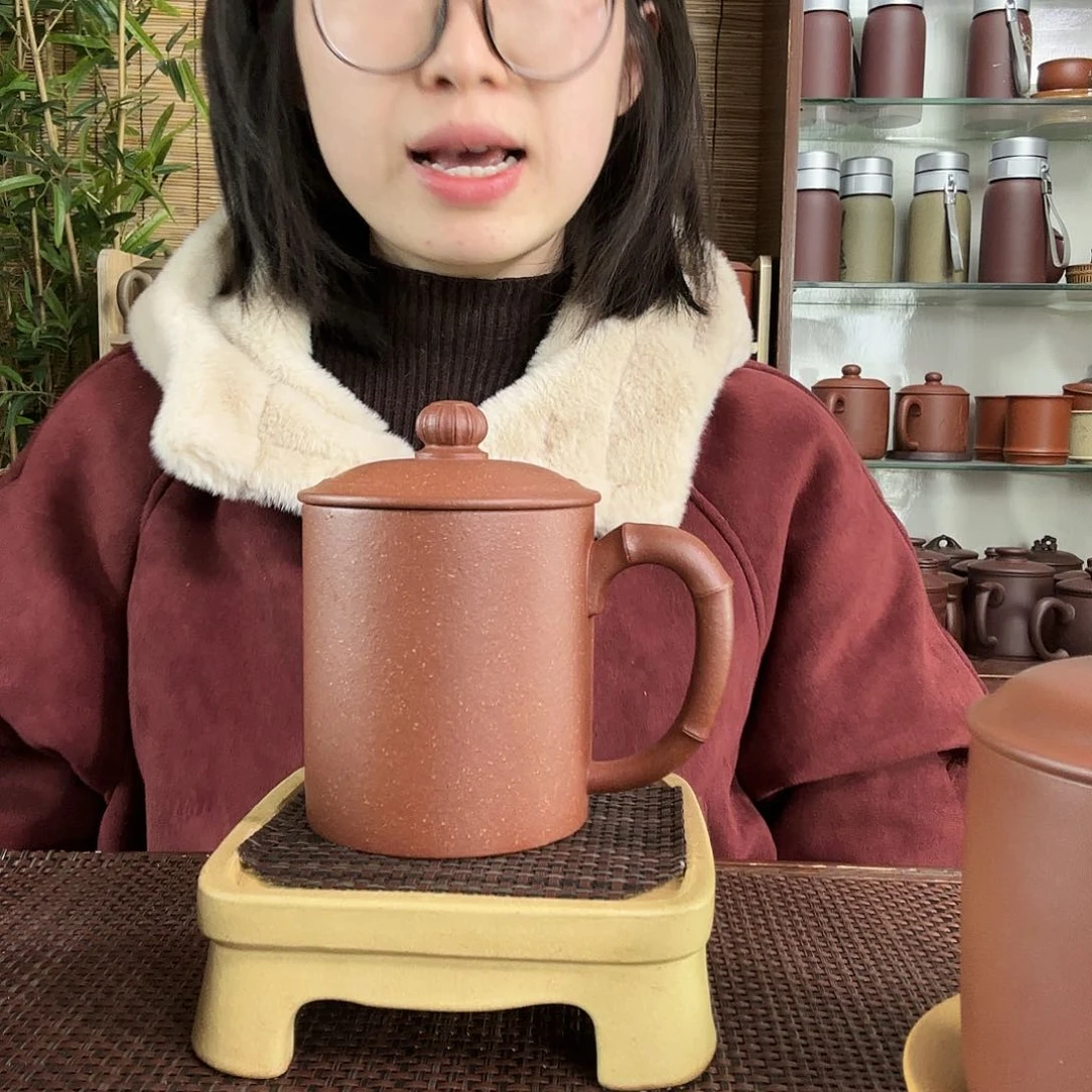 紫砂茶杯原矿红降坡灯笼果办公杯400CC