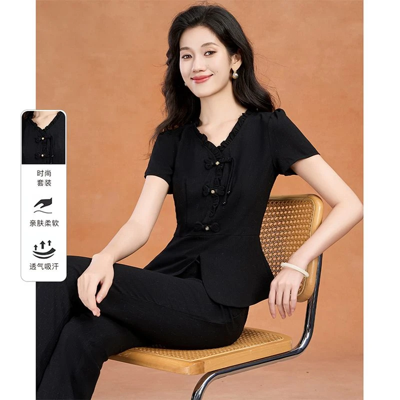 拉夏贝尔时尚职业套装2025夏季轻奢小众高级感女装名媛气质洋气装