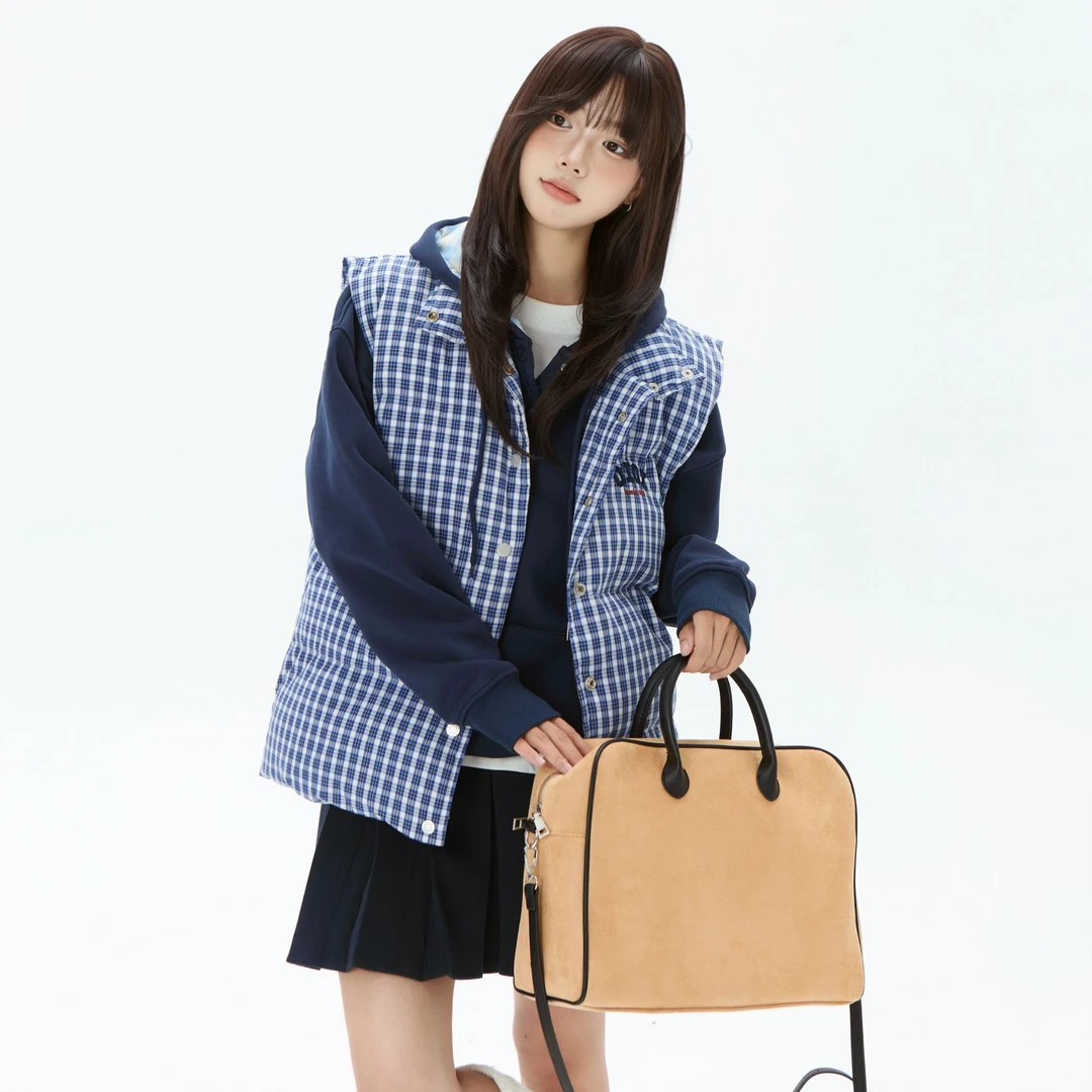 byo!oi OIOI感百搭格子棉服马甲外穿立领洋气无袖外套【oi】