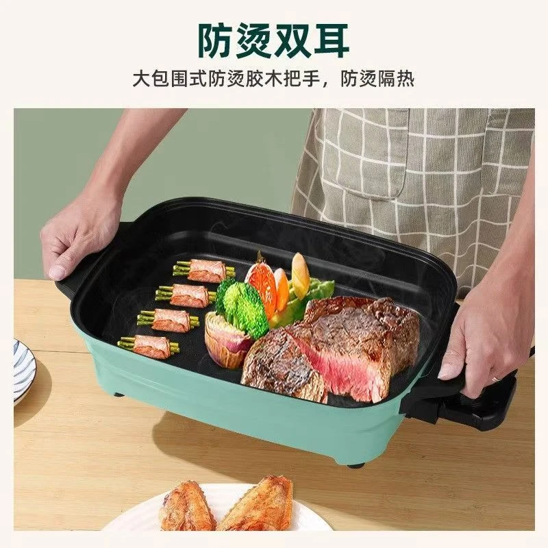 星箭家用家庭麦饭石多功能一体锅不粘麦饭石烤盘长方形火锅烤鱼锅