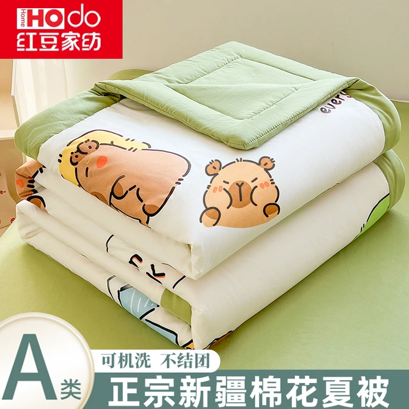 可爱卡皮巴拉新疆棉花空调夏被夏季可机洗单双人宿舍薄款夏凉被
